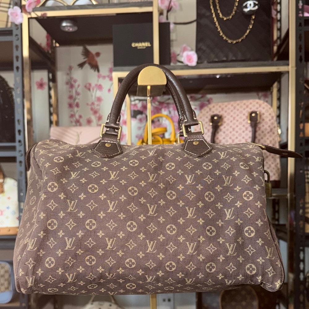 Louis Vuitton Brown Mini Lin Speedy 30 Monogram Top-Handle Bag